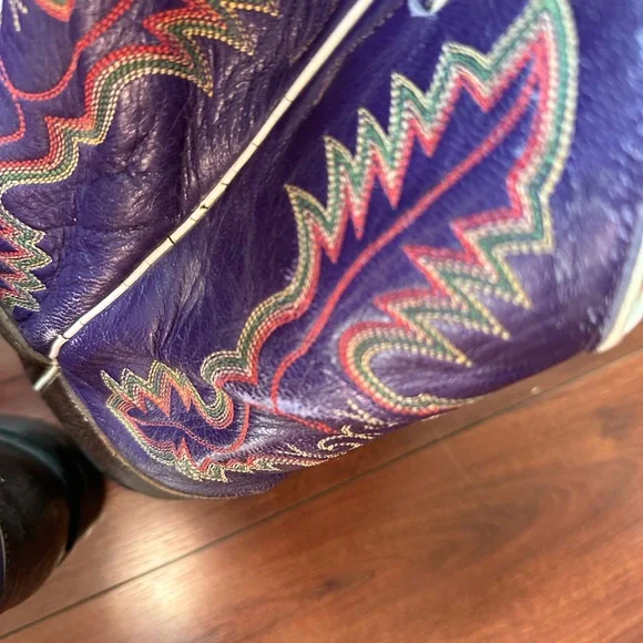 Justin Boots Purple and Brown Women's Cowboy Boots - Picture 13 of 16